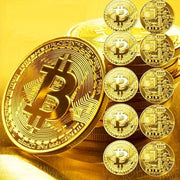 Set of 2 or 4 Artificial Bitcoin Coin Decorations Collectible Replica Medals
