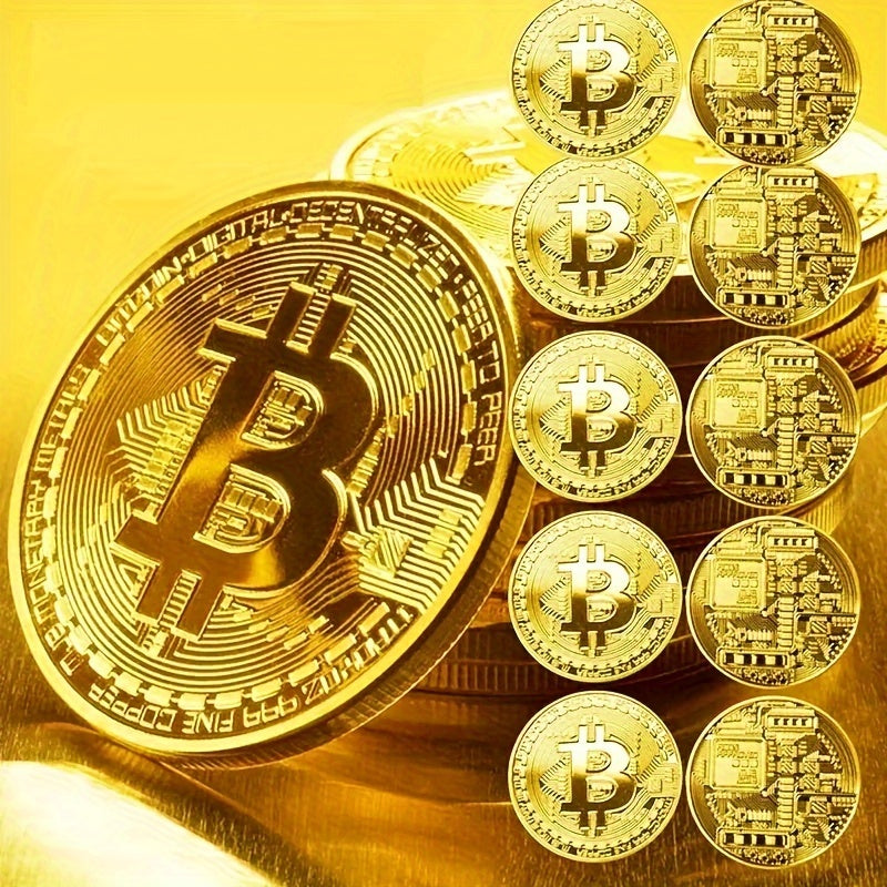 Set of 2 or 4 Artificial Bitcoin Coin Decorations Collectible Replica Medals