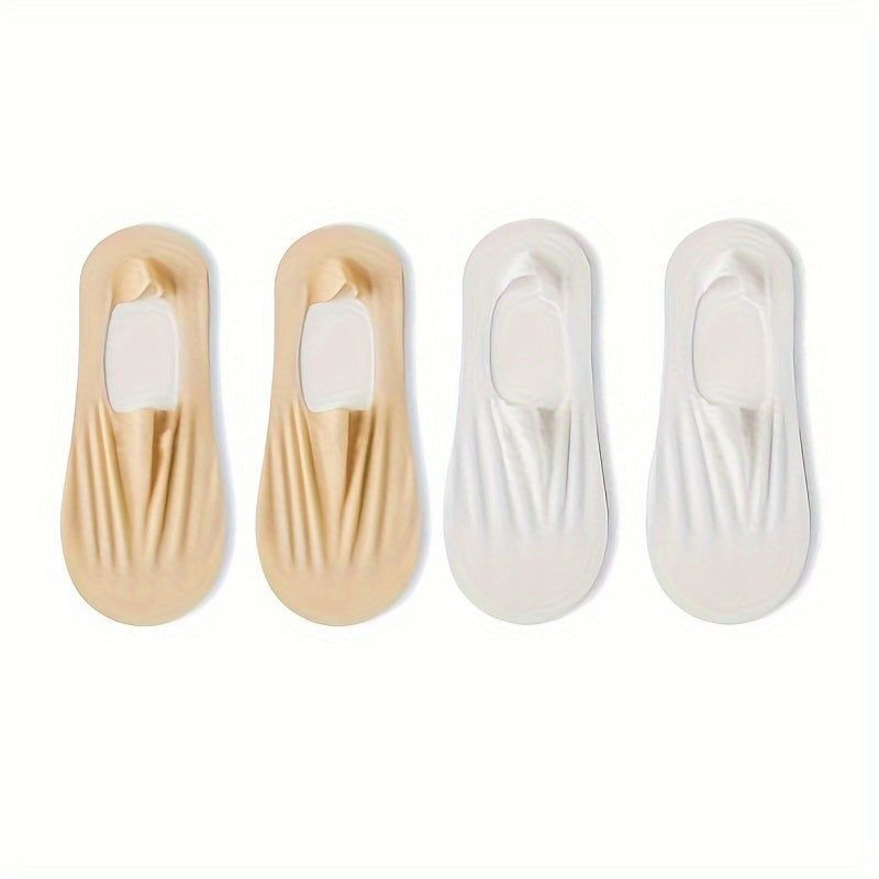 Women Invisible Boat Socks Set of 1 or 4 Pairs Low-Cut Shallow Design Summer Thin Knit