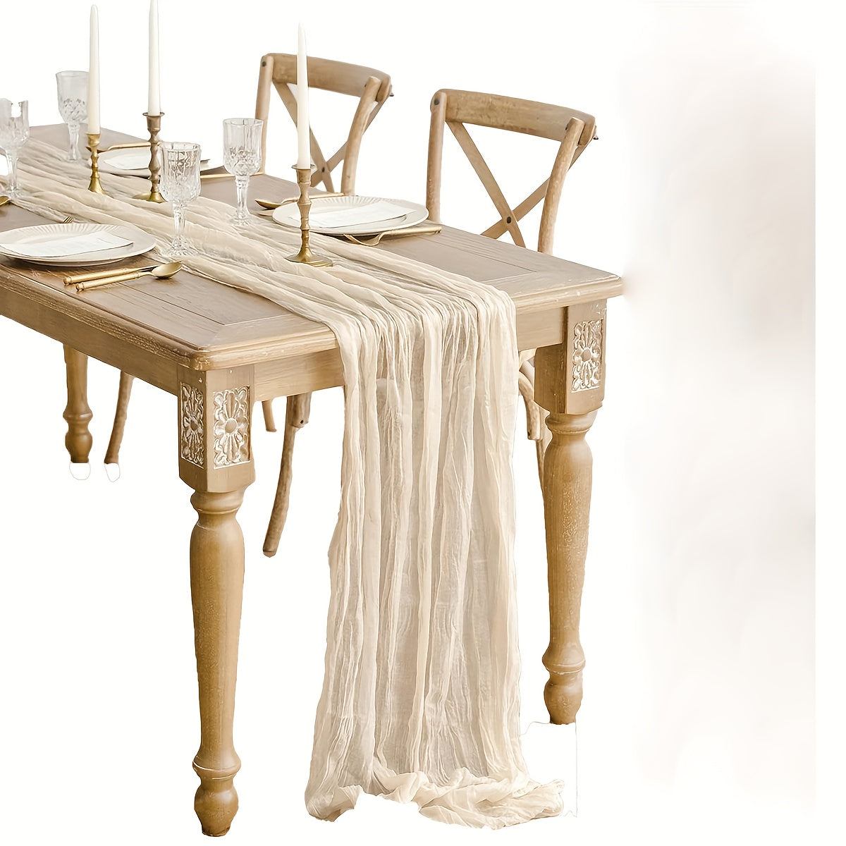 Wrinkled Cheesecloth Table Runner Bohemian Chic Wedding Party Decor