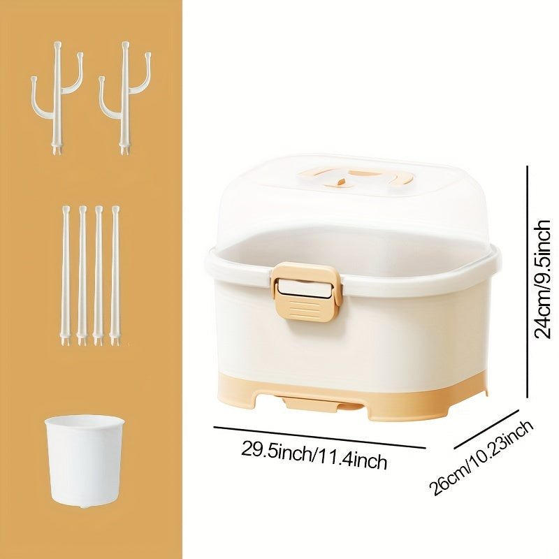 Baby Bottle Organizer with Drying Rack and Powder Container for Mess-Free Feeding