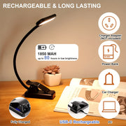 LED Music Stand Light with Clip, 28 LEDs, 4 Color Modes, 3 Brightness Levels, Eye-Care Technology, USB-C Rechargeable