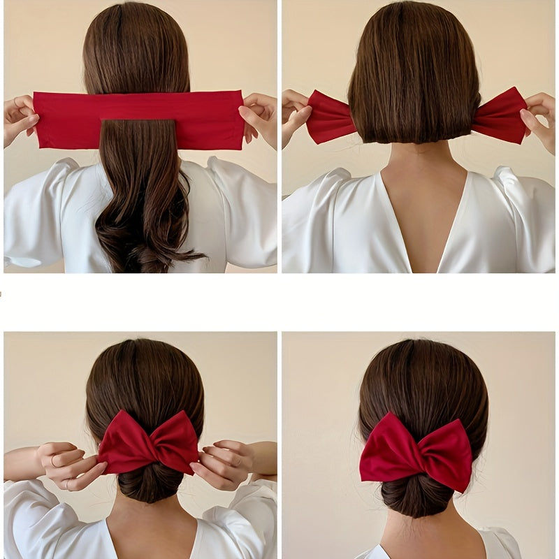 Women's Bow Shaped Ponytail Holder for Curls and Buns Hair Accessory