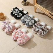 Women's Fuzzy Floral Slip-On Slippers with Non-Slip Sole Indoor House Shoes