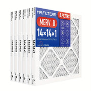 6-Pack MERV 8 Air Filters for HVAC AC Furnace 35.56x35.56x2.54 cm Pleated PET Material