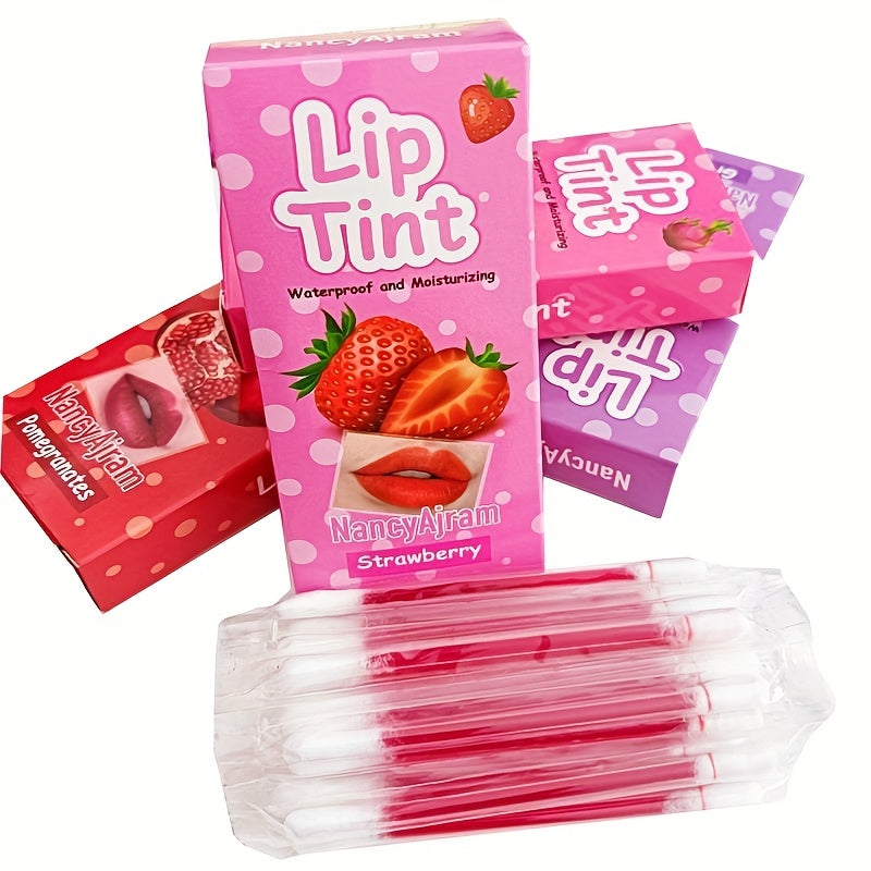 Mujeres brillo de labios portátil con sabor a fresa, uva, pitaya y granada