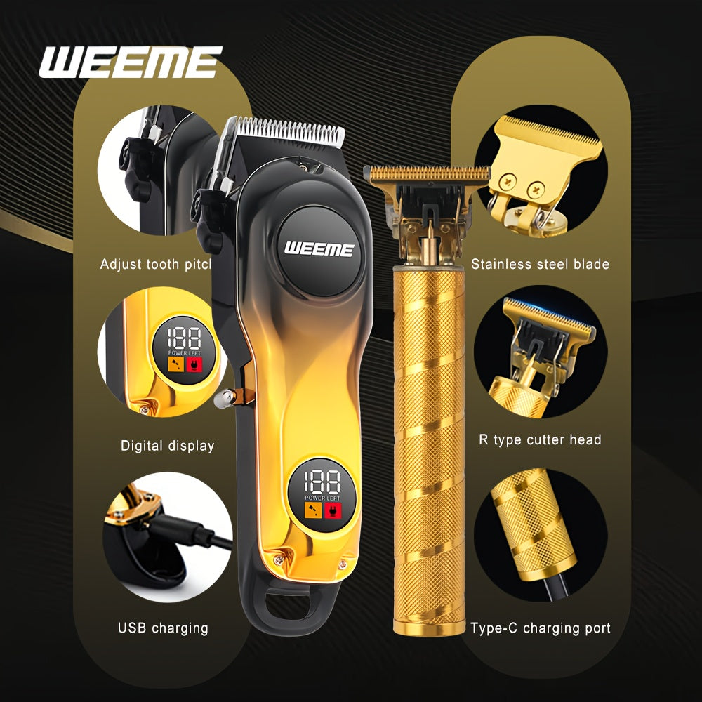 3pcs Men's Grooming Kit Rechargeable Electric Hair Clipper Beard Trimmer Detailer USB Charging 2900mAh