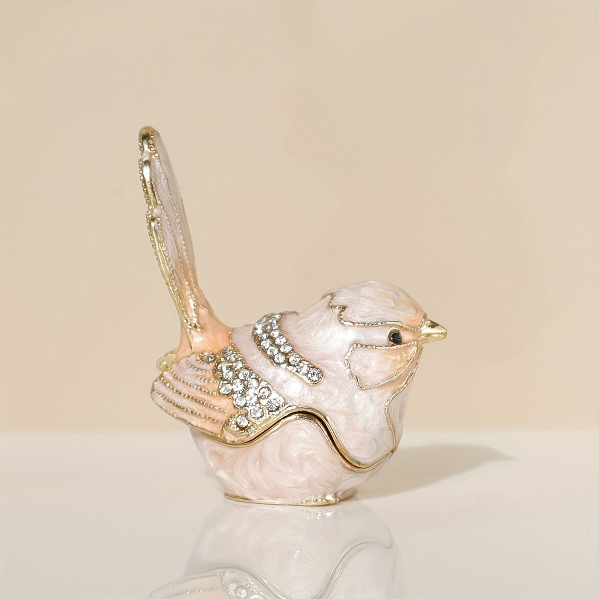 Органайзер для украшений в виде раскрашенной птицы с крышкой на петлях для колец и серег