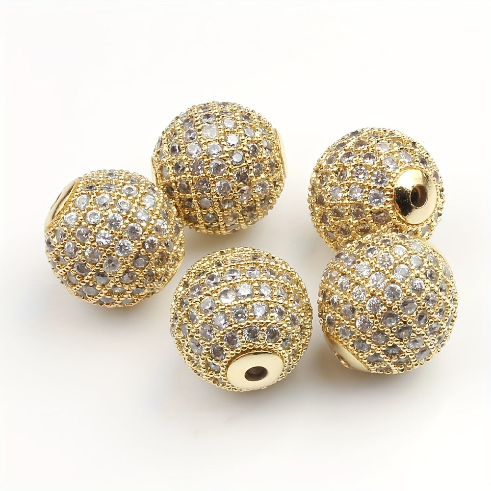 Set of 3 Cubic Zirconia Ball Charms 6/8/10mm for Bracelet Making
