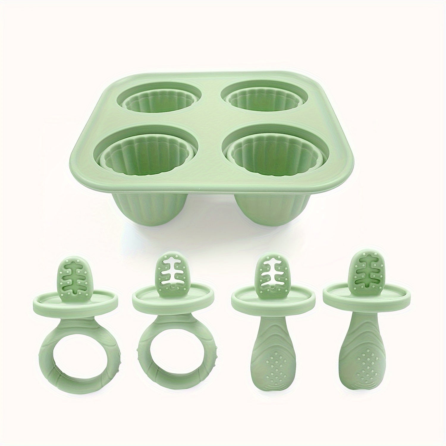 Silicone Popsicle Mold for Homemade Ice Cream and Frozen Treats with 4 Holes