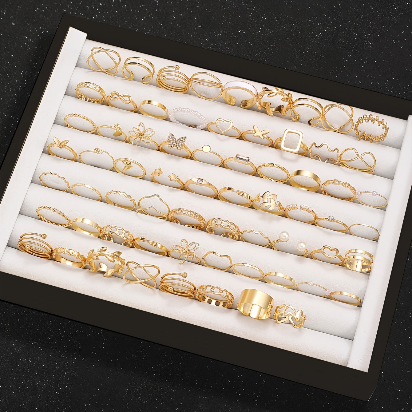 Women’s 66-Piece Jewelry Set with Heart, Butterfly, Flower, Geometric, Pearl, Star, Rhinestone Designs