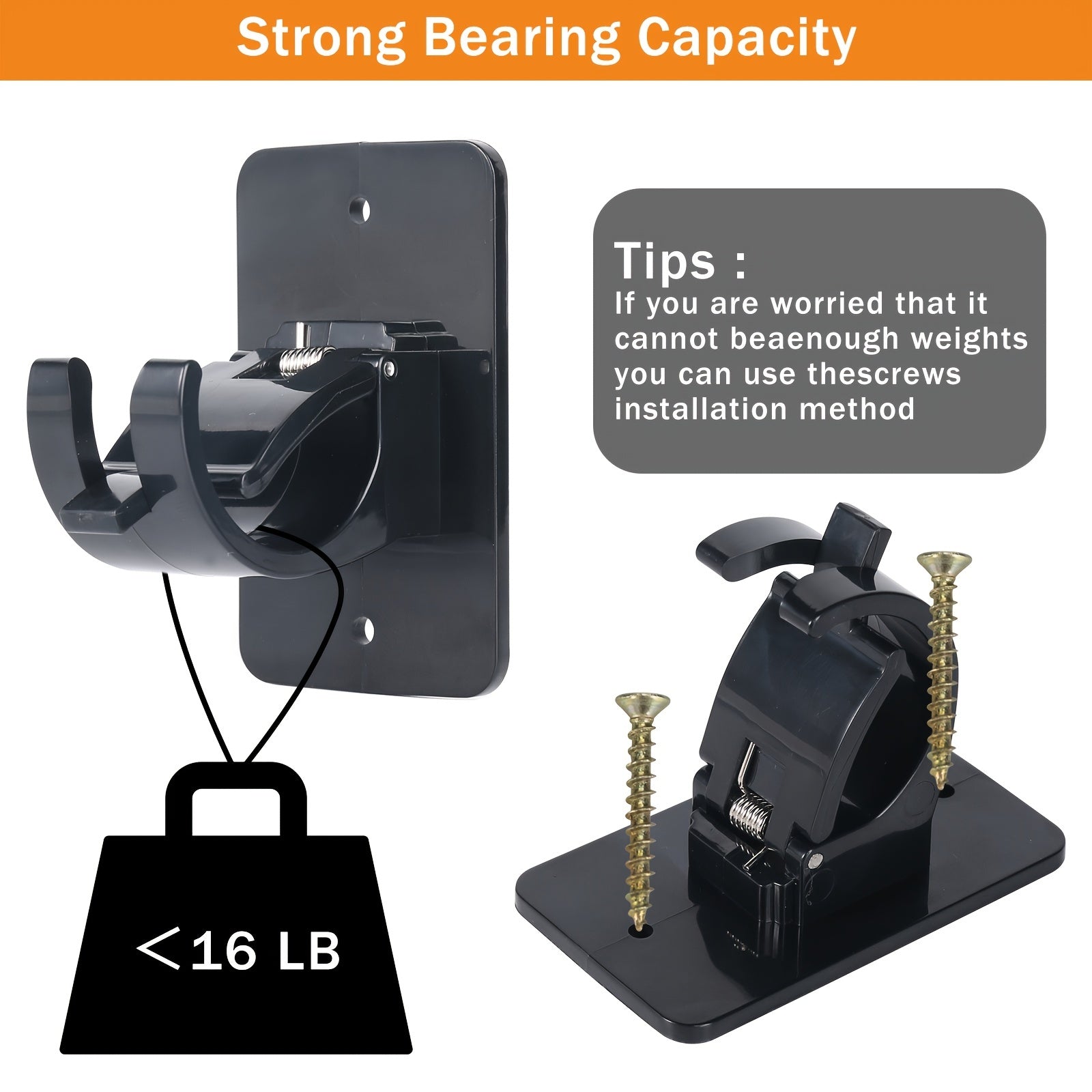 Self-Adhesive Curtain Pole Brackets 40mm Diameter Pack of 4 with Screws