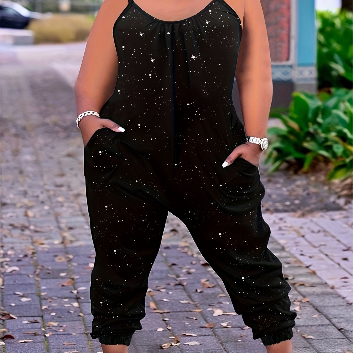 Plus Size Sleeveless Cami Jumpsuit Casual Summer Women's Clothing