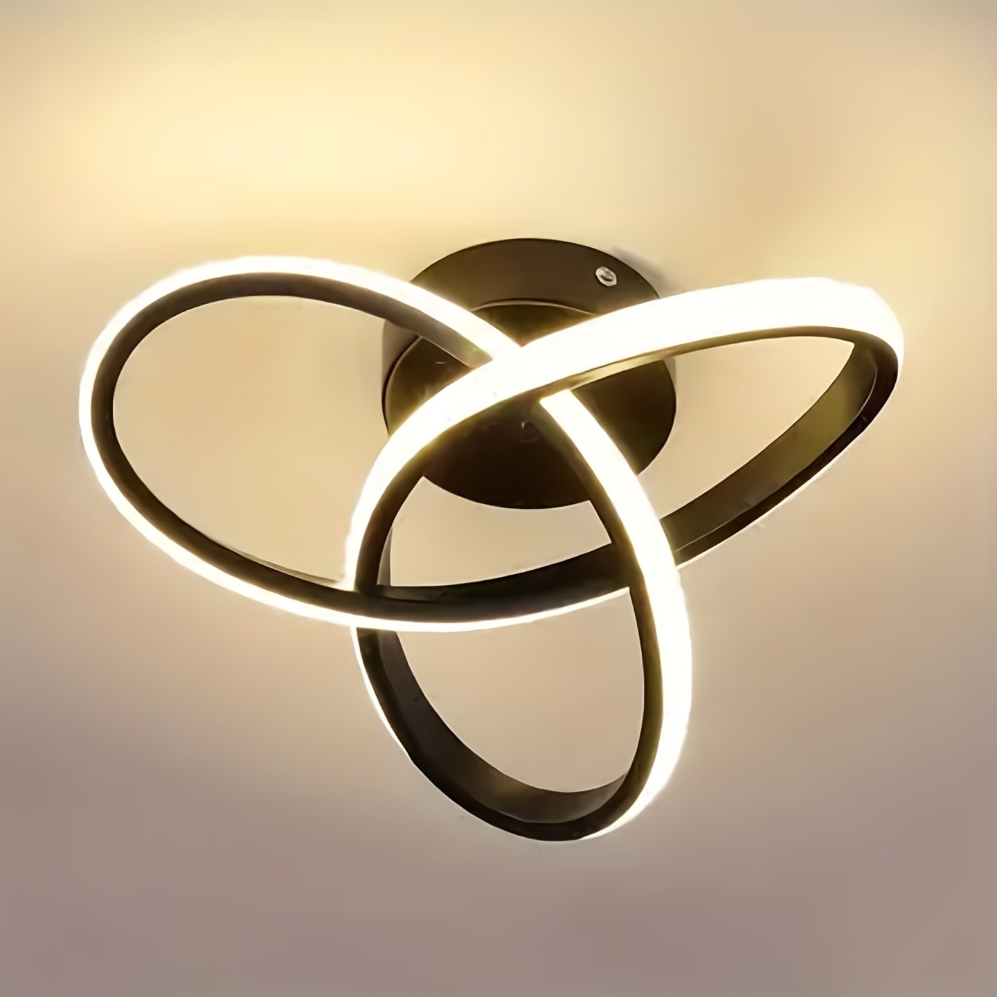 LED Ceiling Light Fixture Modern Knot Design Black White Metal Indoor Ambient Lighting