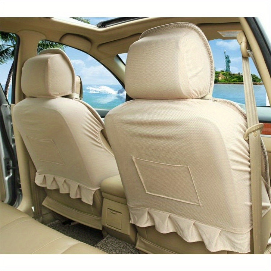 Universal avtomobil o'rindiq qoplamalari yozgi charm bilan bosh yostiq va bel yostiq bilan