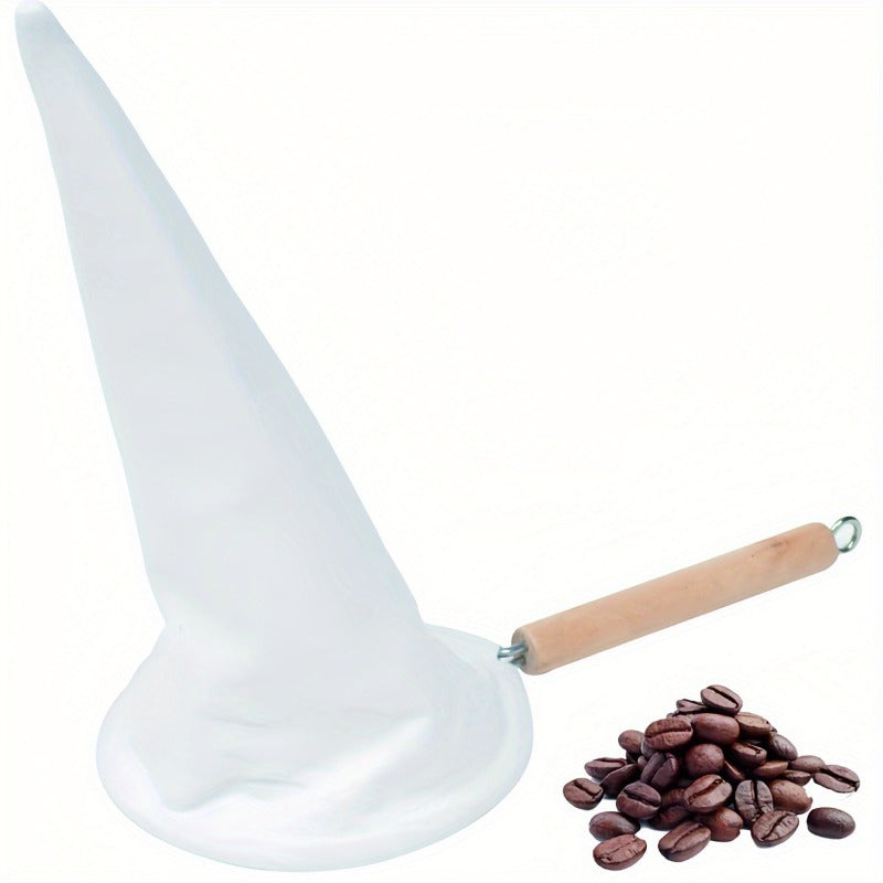 Reusable Coffee Filter Mesh with Wooden Handle Non-Woven Fabric