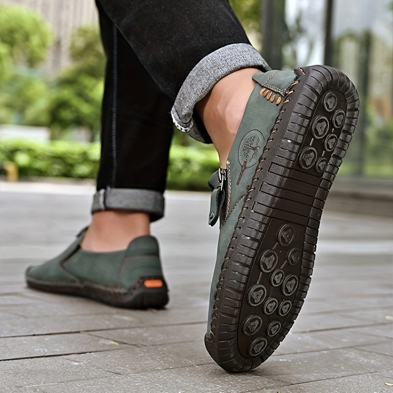 Мужские повседневные туфли-слипы большого размера с молнией, противоскользящая резиновая подошва, всесезонные