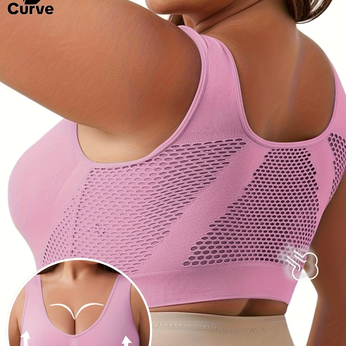 Plus-Size Women's Non-Padded Sports Bra with Cut-Out Design for Yoga and Fitness