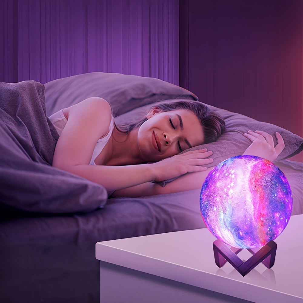 1 dona yangilangan Yulduzli Oy lampasi vaqtni belgilash funksiyasi, qayta zaryadlash imkoniyati, teginish va masofadan boshqarish, sozlanadigan yorug'lik va 16 ta LED ranglari bilan ajralib turadi.