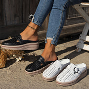 Women's Summer Mules Casual Slip-On Cover Sandals Black White