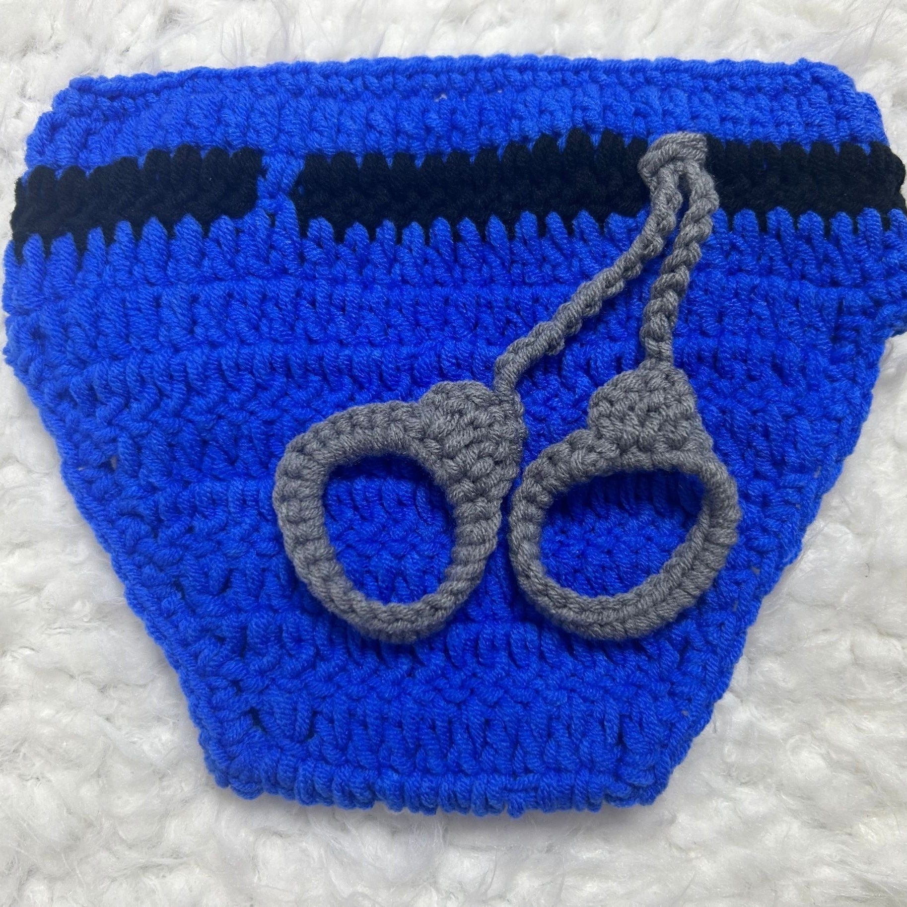 Baby Boy Costume Blue Police Hat and Shorts for Newborn Photo Shoots