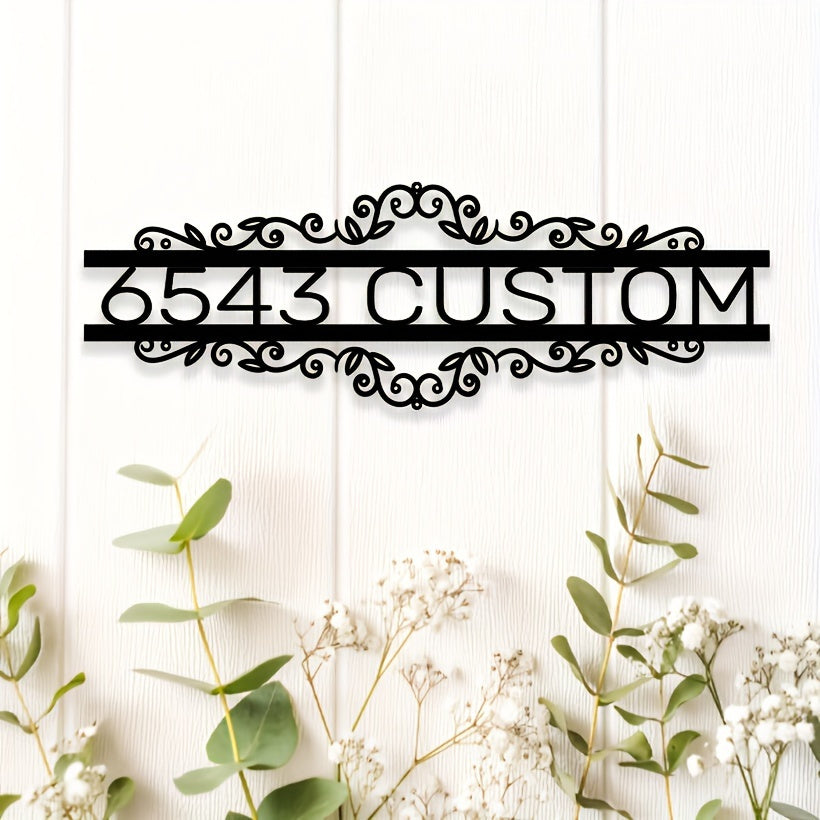 Black Iron House Number Sign Customizable Wall-Mounted Address Plaque for Home Entrance