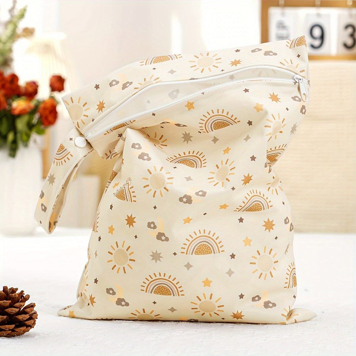 Waterproof Cloth Diaper Bag with Dual Pockets Reusable Stylish for Travel Beach Pool