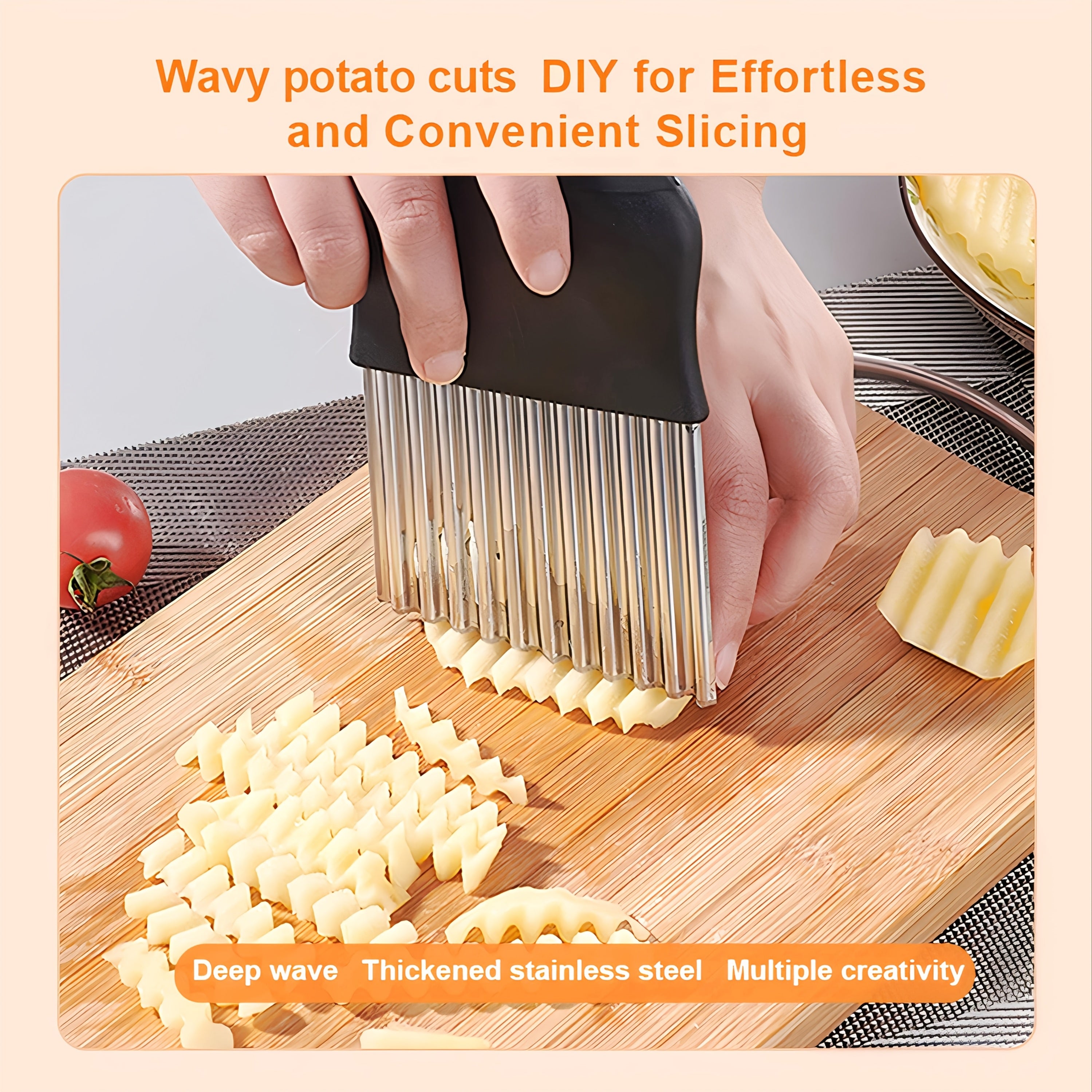 Stainless Steel Wavy Potato Cutter Vegetable Slicer Crinkle Cut Tool