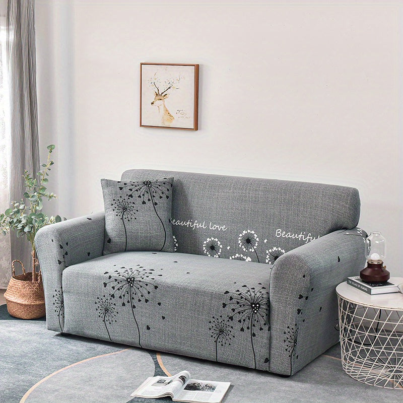 Anti-Slip Sofa Slipcover with Dandelion Design Protects Furniture and Includes Pillow Cover 17.71in x 17.71in