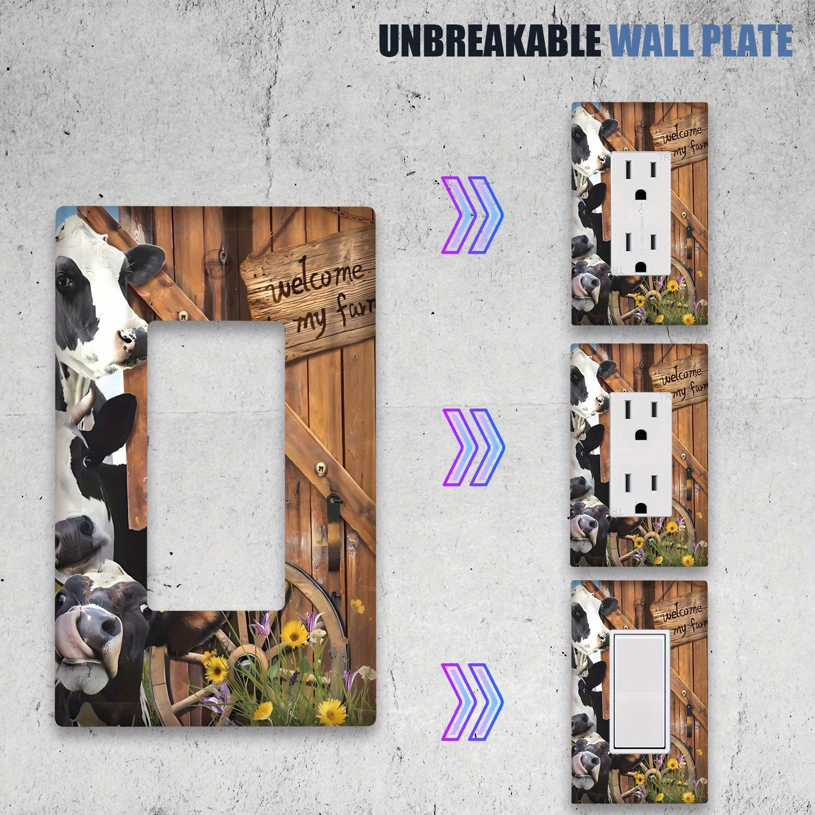 Cow Wall Plate Cover 1 Gang 2 Gang Farmhouse Cow Decor Indoor Outdoor Kitchen Bathroom