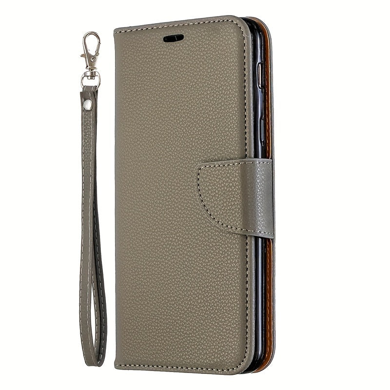 Lychee Pattern Faux Leather Flip Cover Phone Case with Card Slot for Various Models