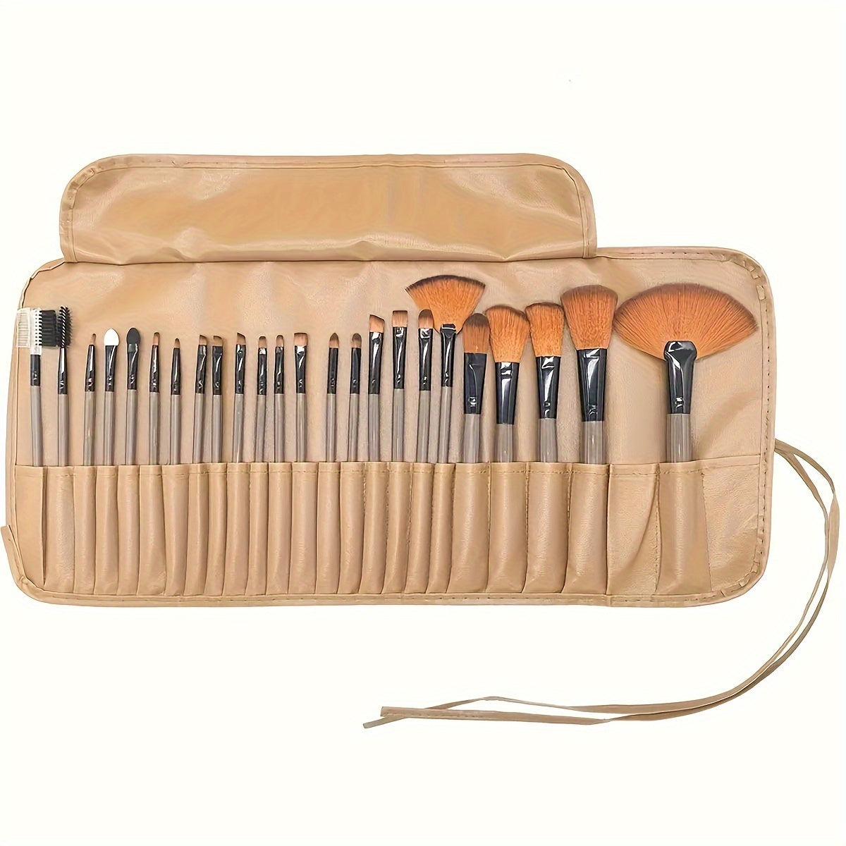 24-Piece Makeup Brush Set with Oval Brushes Polyester Bristles ABS Handles for Foundation Eyeshadow Contouring