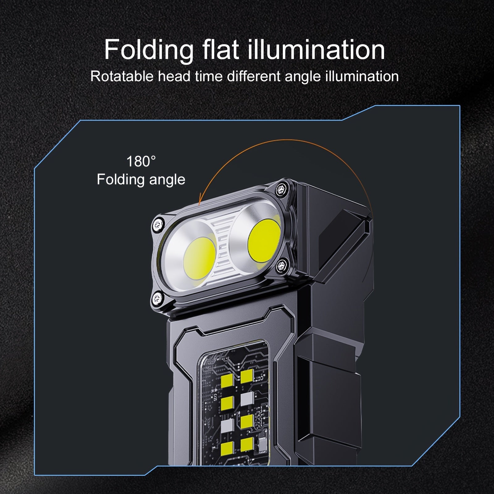 Mini LED Flashlight with Rotatable Head Magnet Clip 7 Modes Rechargeable Lithium Battery for Camping and Emergencies