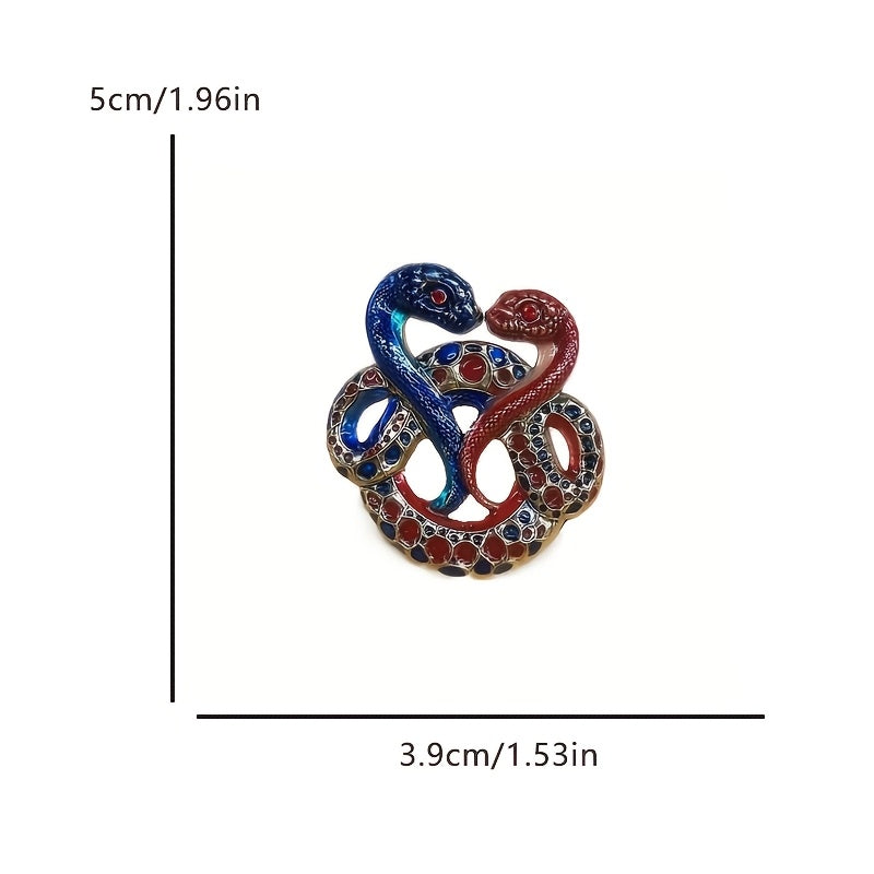 Vintage Zodiac Snake Brooch Enamel Pin with Gemstones Green Gold Jewelry