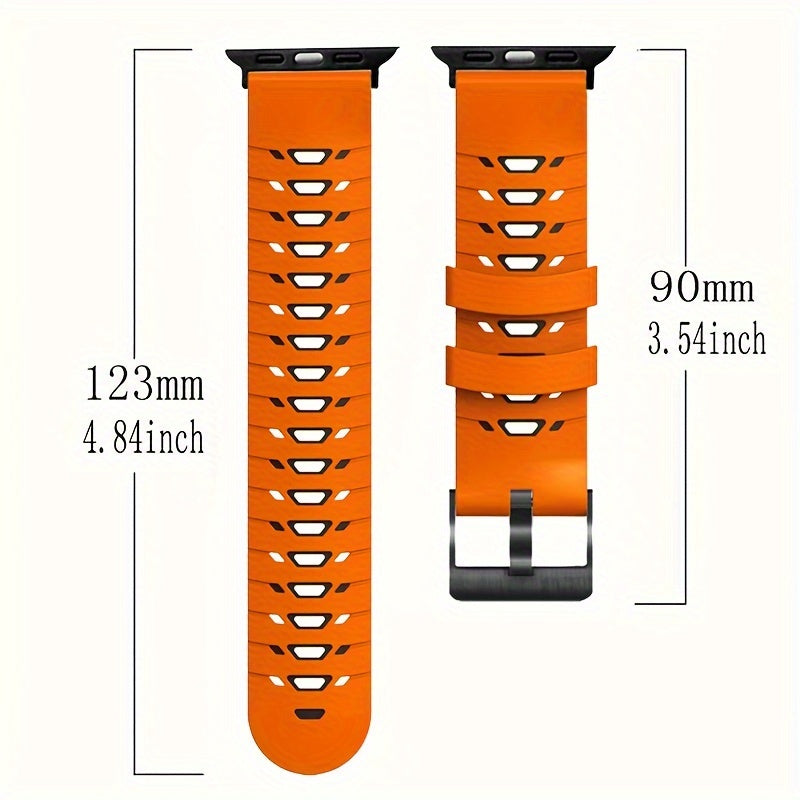 Силиконовый ремешок для Apple Watch с дышащим дизайном - застежка с кнопочным механизмом, без батареи