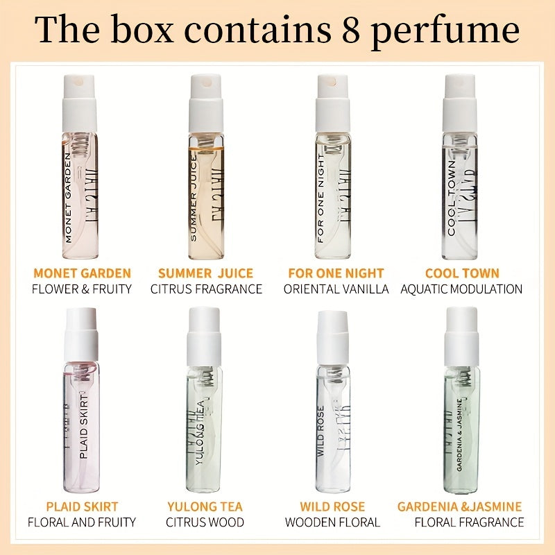 Set de regalo de 8 piezas de Eau De Toilette floral para mujeres y niñas, perfume de tamaño de viaje con fragancia de vainilla, jazmín, gardenia y naranja