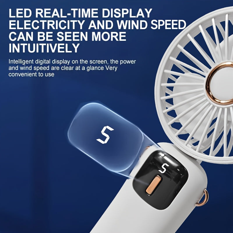 Mini Portable USB Fan with 5 Speeds for Travel Camping Handheld Fan