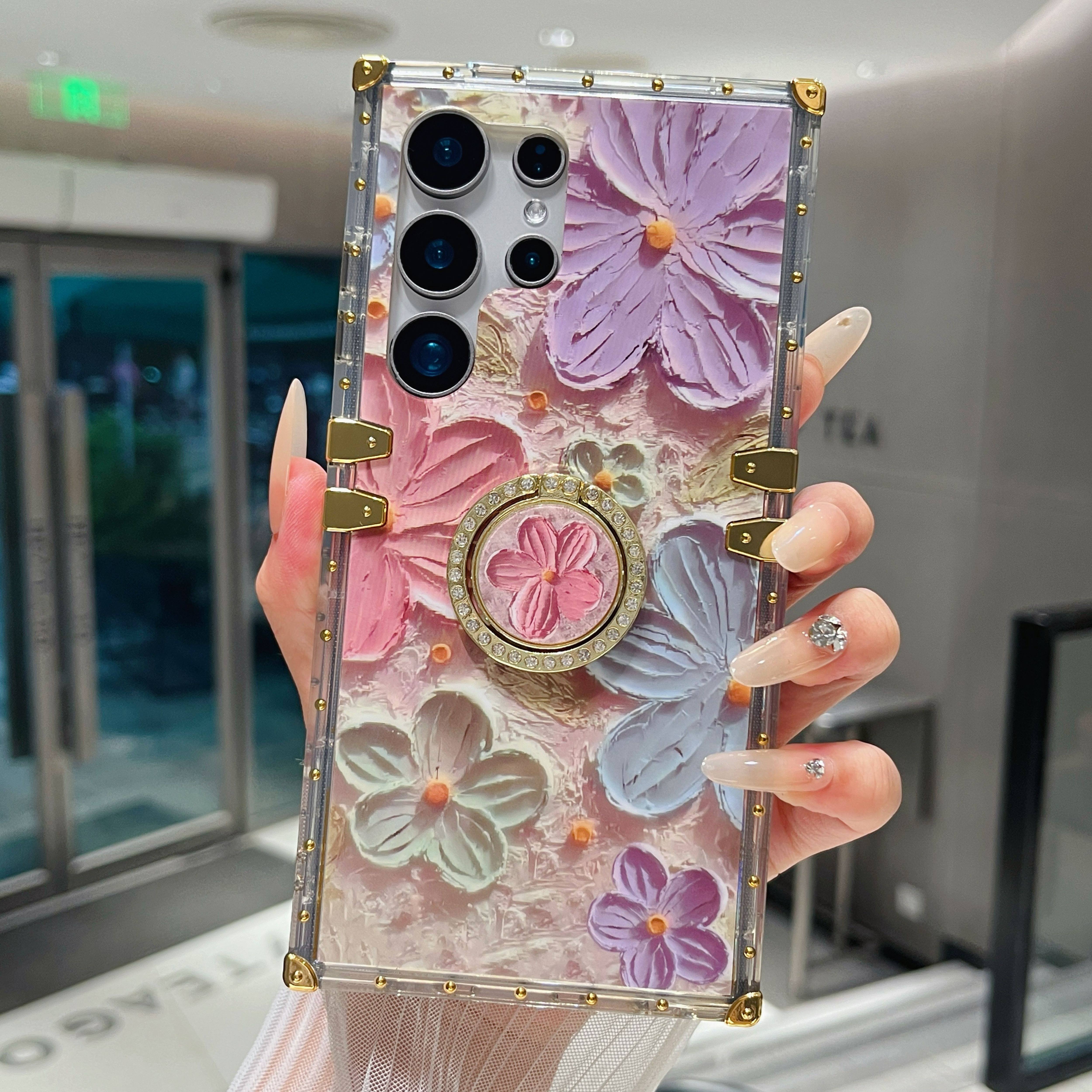 Vintage Oil Painting Flower TPU Phone Case with Ring Bracket for Samsung Galaxy S25 Ultra S24 Ultra S23 Ultra S22 Ultra S25 Plus S24 Plus S23 Plus S22 Plus S25 S24 S23 S22
