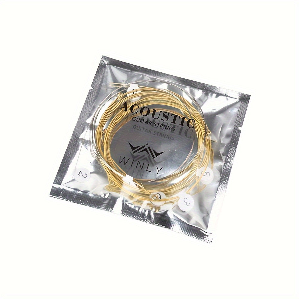 Cuerdas de guitarra acústica de bronce, núcleo de acero hexagonal, color amarillo claro, 6 cuerdas