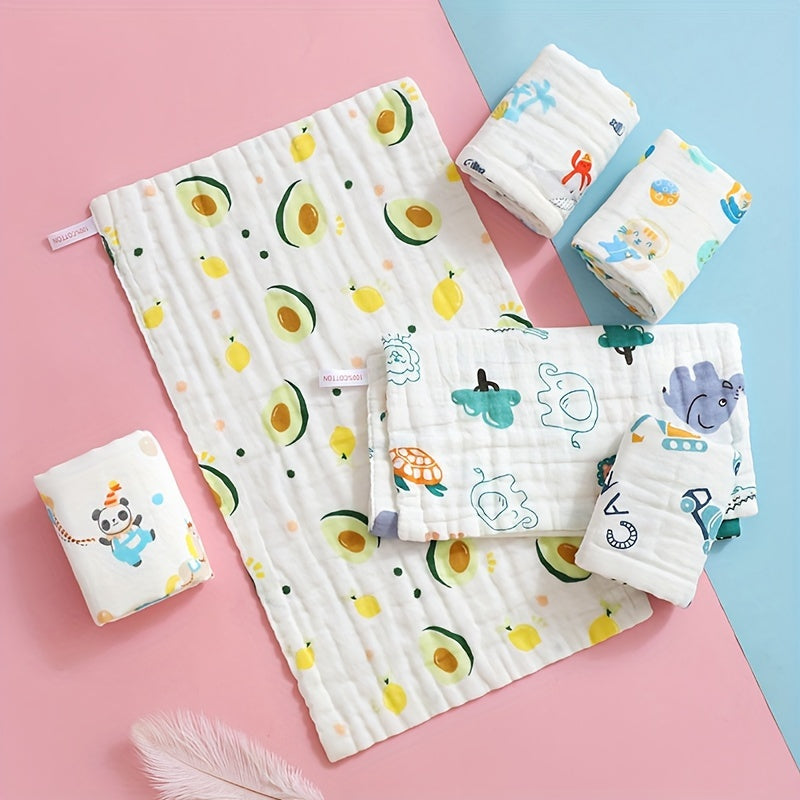Avocado-Themed Baby Towels Set Six-Layer Square Face Saliva Absorbent Gauze Wash Towels