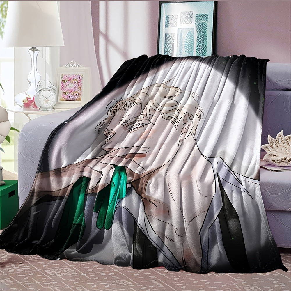 Soft Flannel Fleece Blanket with Anime Digital Print for Bed Sofa and Living Room