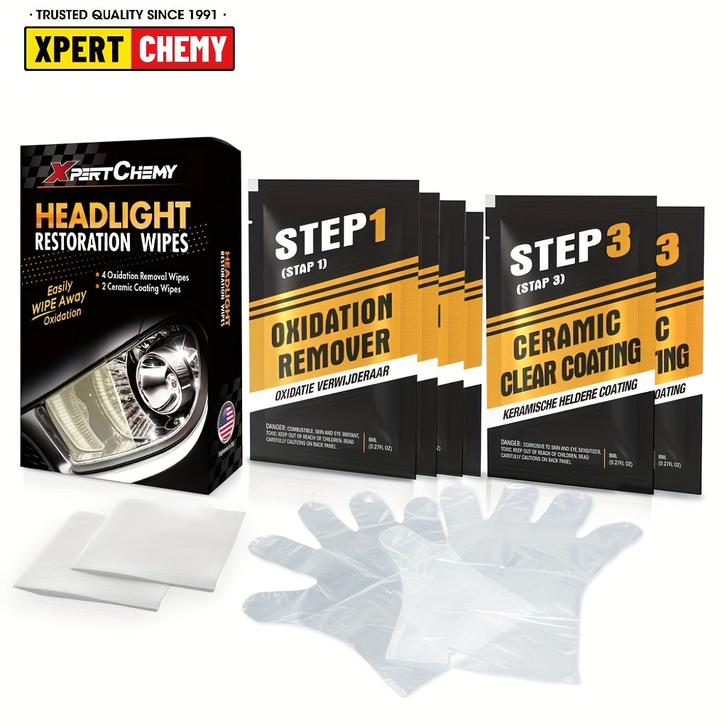 Headlight Restoration Kit Fabric Material with Oxidation Remover and Coating