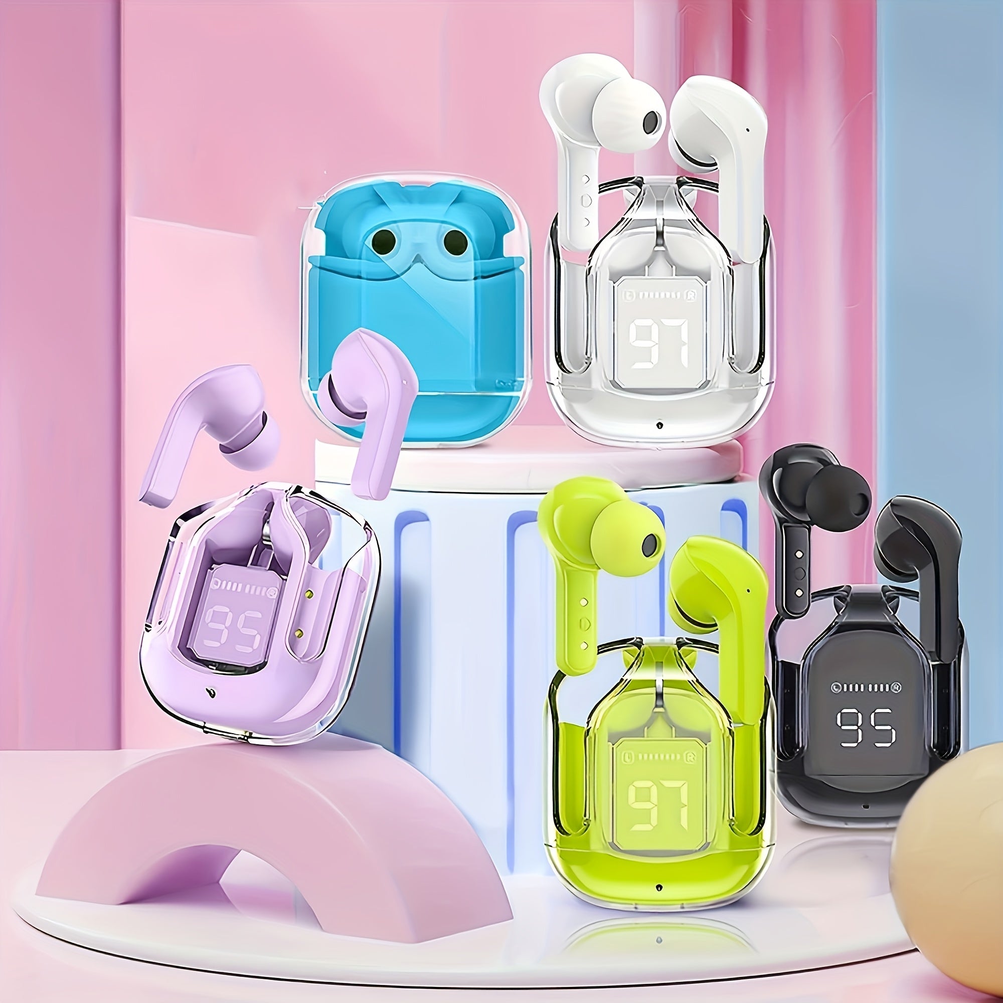 Wireless True Earbuds with Noise Cancellation Hi-Fi Stereo Sound for Sports and Mobile Phones