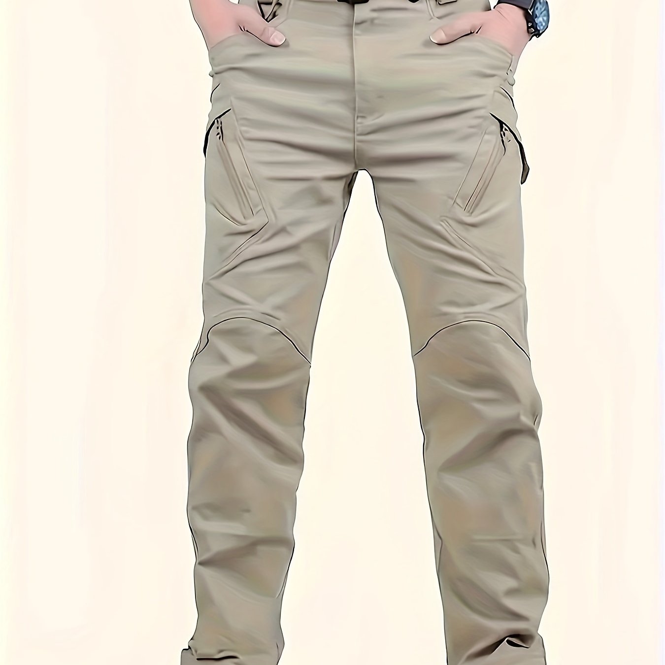 Men's Waterproof Cargo Pants for Outdoor Activities with Pockets and Solid Color