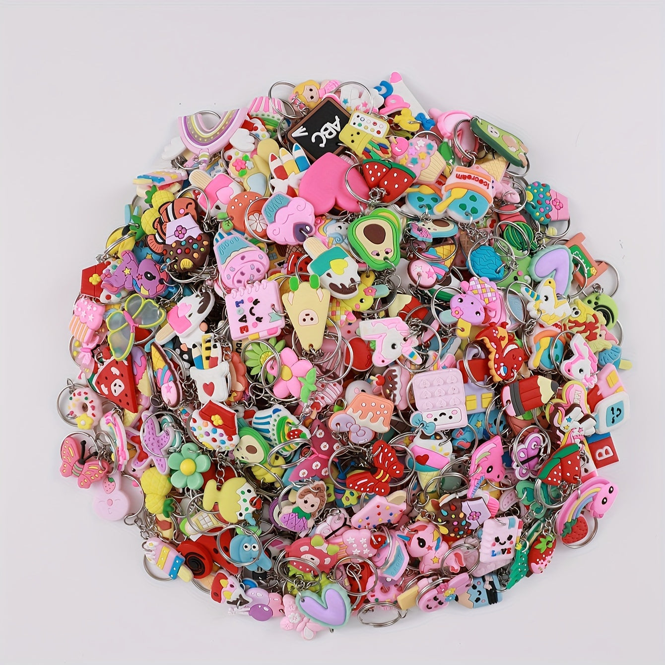 Set de 30 llaveros de animales de dibujos animados para helados para bolsos y mochilas, encantadores, regalo