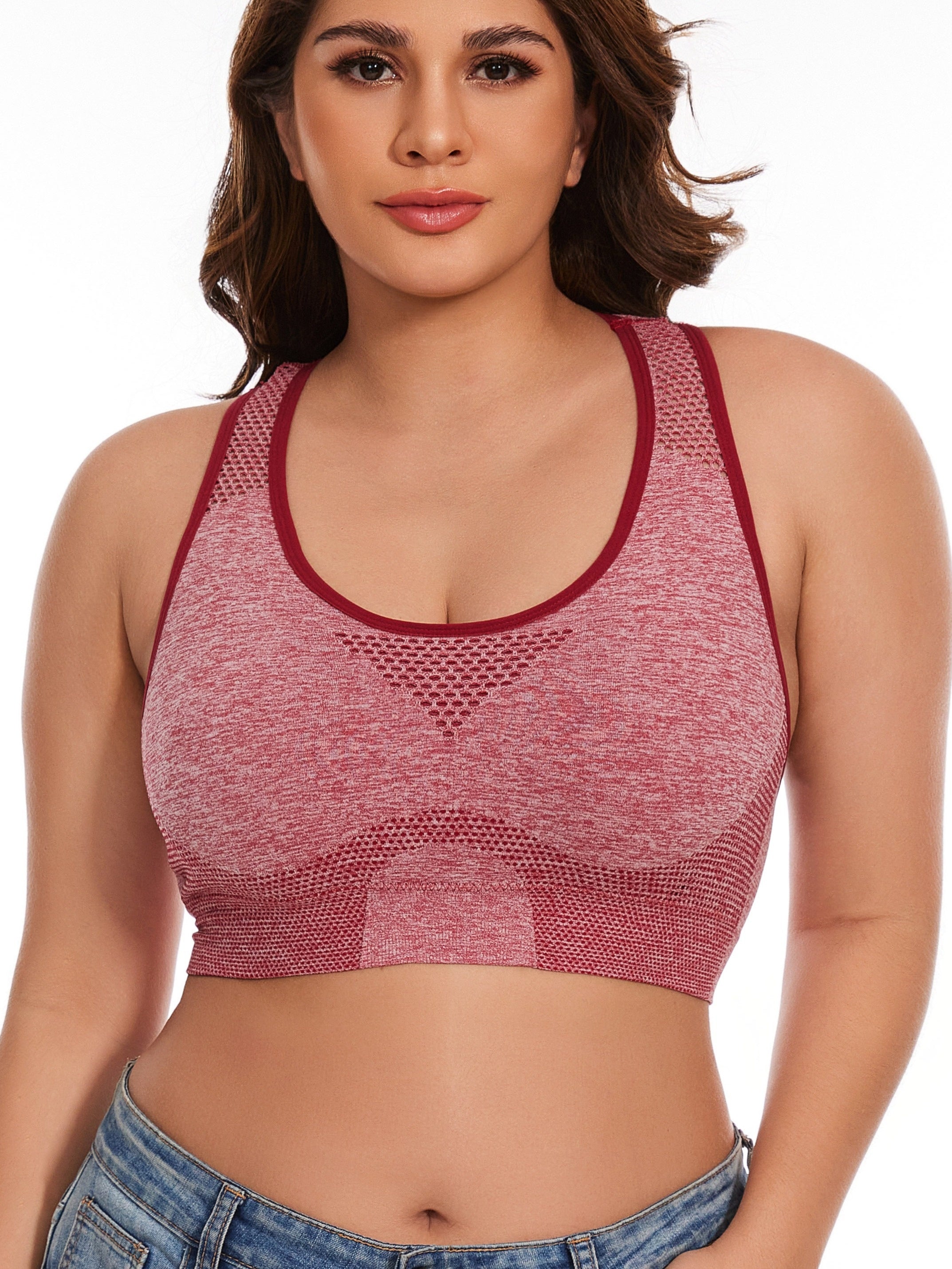 Plus o'lcham nafas oladigan, shovqinsiz tarmoq sport brasi uchun yoga