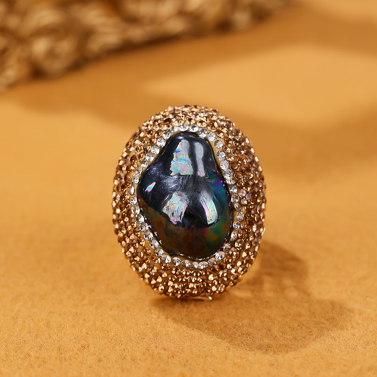 Chic Barok marvarid uzuk, rhinestone aksentlari bilan bezatilgan - Partiyalar va sovgalar uchun ideal, har qanday tadbirga mos keladi