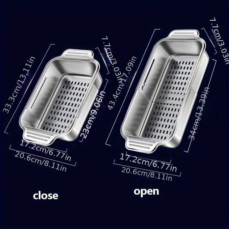 Kitchen Sink Drain Basket with Stainless Steel Colander for Draining Dishes Fruits Veggies