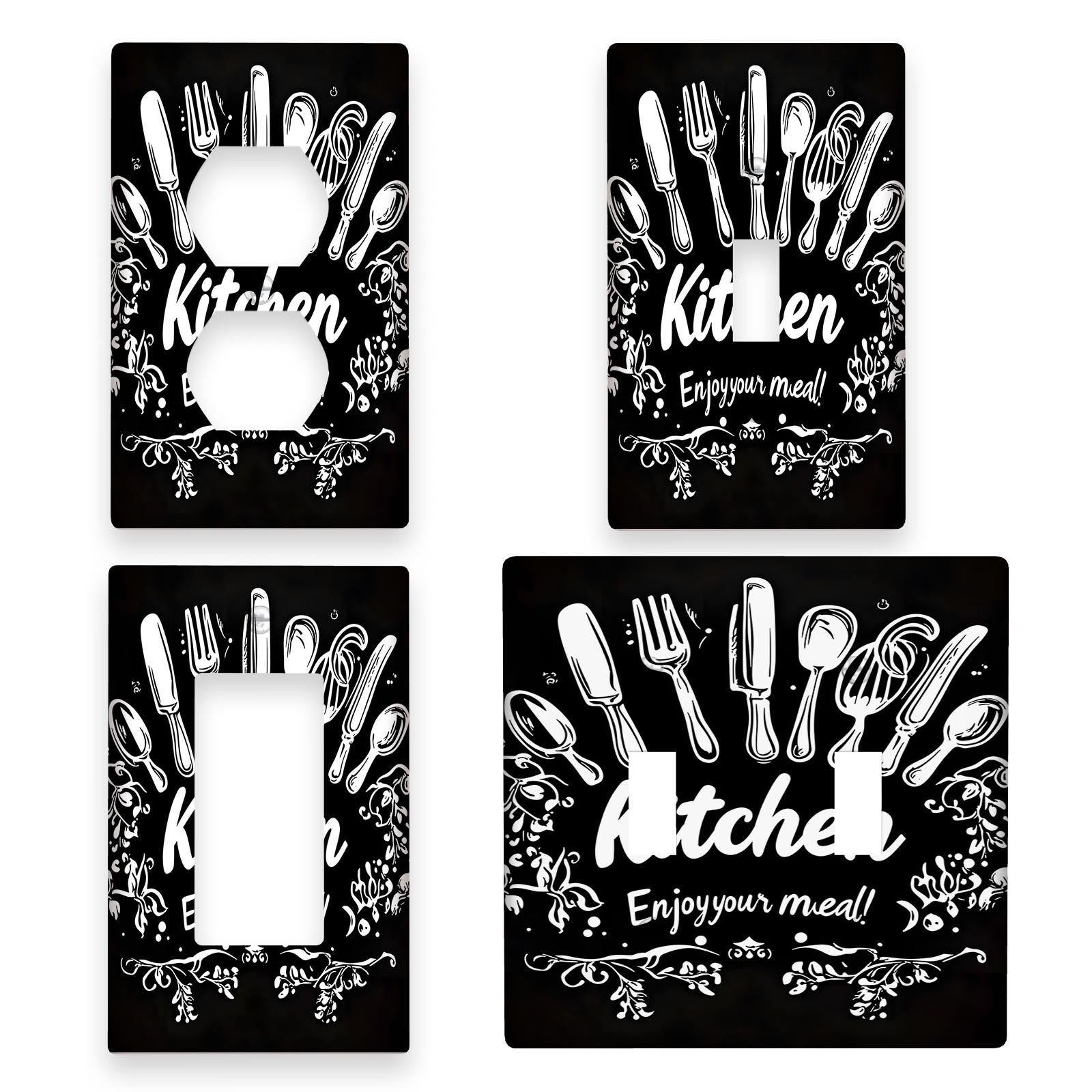 Decorative Knife and Fork Wall Plate Light Switch Cover Plastic Outlet Cover for Kitchen Home Office Decor