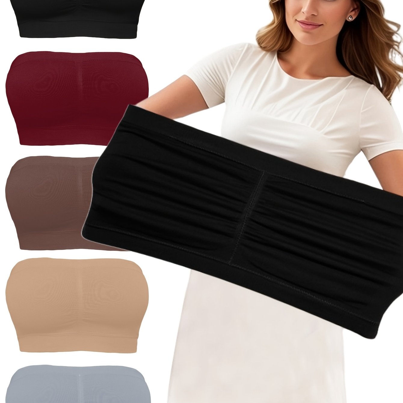 Women’s Seamless Plus Size Wireless Sports Bras, Breathable, Comfortable, Pack of 5